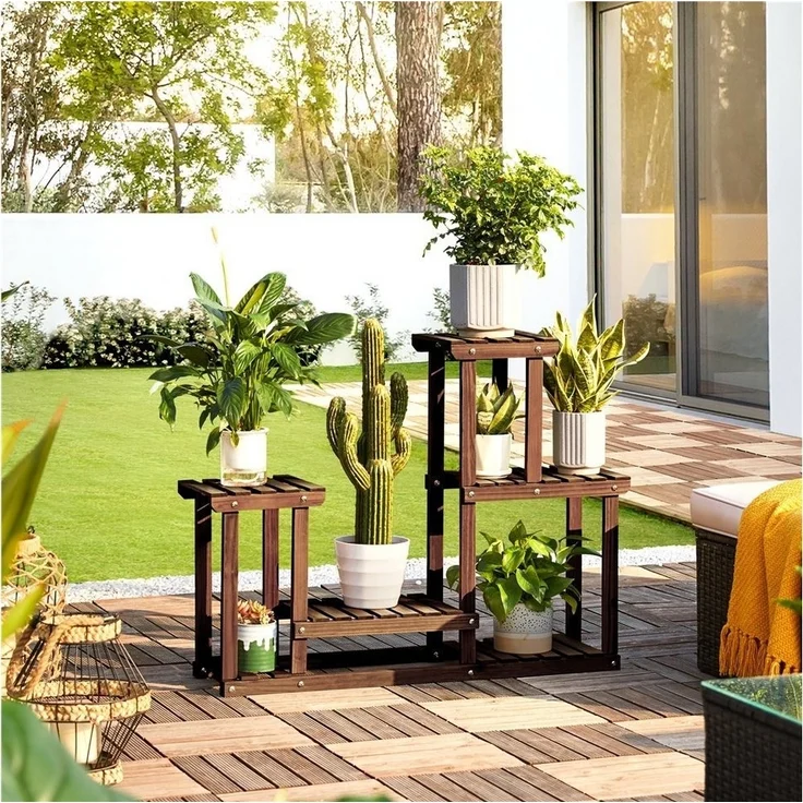 Yaheetech Blumenständer, aus Holz, für Balkon 95x25x73 cm – Bild 2