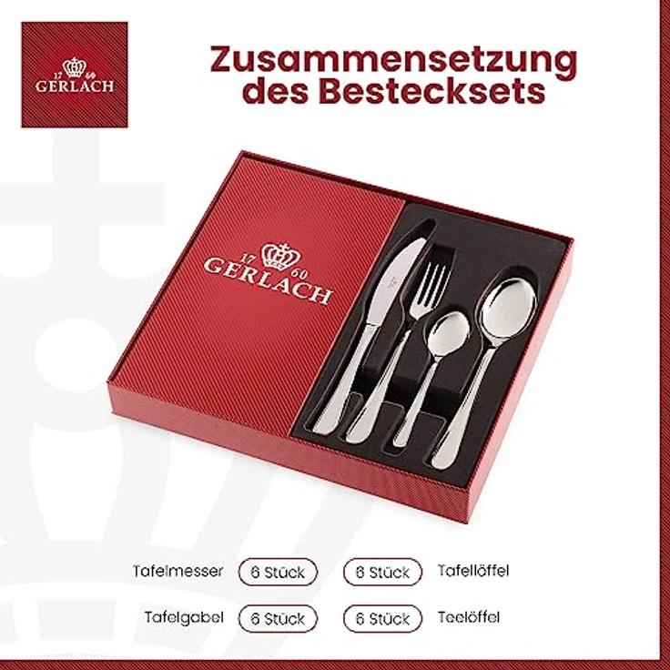 Mondex Besteckset Antica, Silber, 18-teilig, traditionelles Design mit dezenten Verzierungen – Bild 5