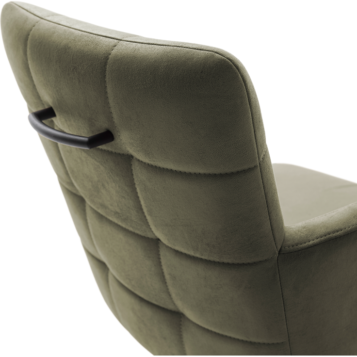 Wohn Schick WINSTON Armlehnenstuhl, olive,Gestell: Mattschwarz lackiertLuxus-Komfortsitz, 360° drehbar, - H 88 cm x T 66 cm x B 62 cm – Bild 5