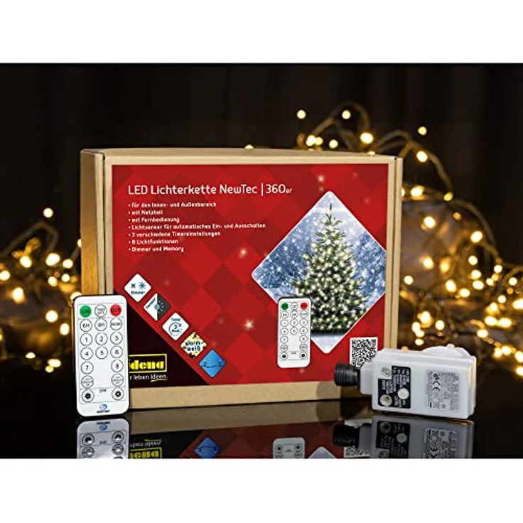 Idena 31339 - LED Lichterkette mit 360 LEDs in Warmweiß, mit Fernbedienung und Sensorsteuerung, Dimmer und Memoryeinstellungen, ca. 43,9 m lang, als Party Deko, Weihnachtsdeko und zur Hochzeit – Bild 9