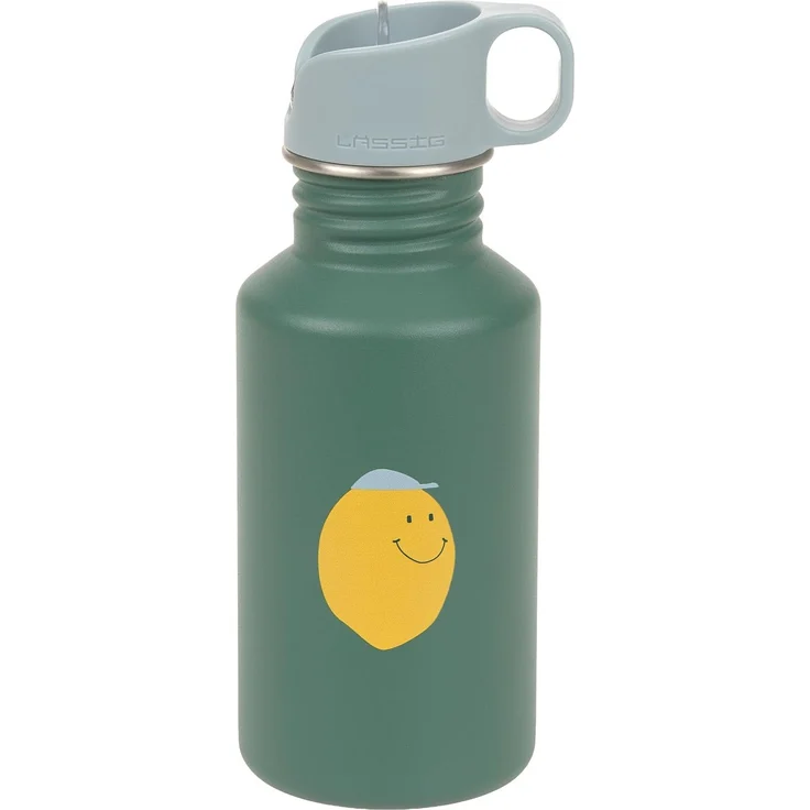 LÄSSIG Kinder Trinkflasche Edelstahl 500 ml Happy Fruits Lemon | Für Kindergarten und Schule, robust, bruchsicher, auslaufsicher, BPA-frei