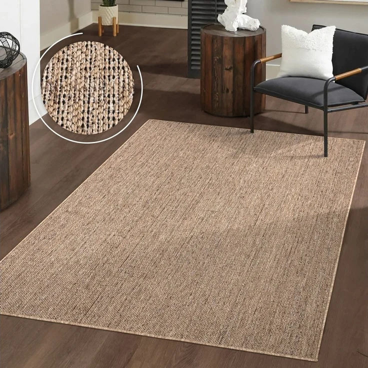 TT Home Teppich Diele, Flur, Küche, Außenbereich, Rechteckig, Höhe: 4 mm, Waschbarer In-& Outdoorteppich Wetterfest Garten Terrasse Boho Unicolo – Bild 1