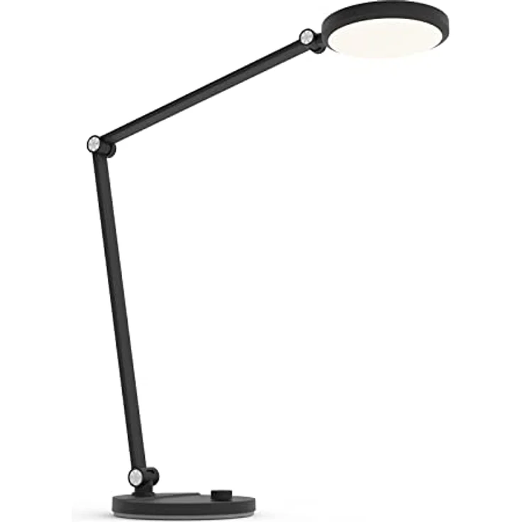 FeinTech LTL00121 LED Schreibtischlampe, dimmbar mit Drehknopf, schwarz, Lichtfarbe einstellbar von 3000K bis 6500K, 540 lm, flexibler Arm – Bild 2