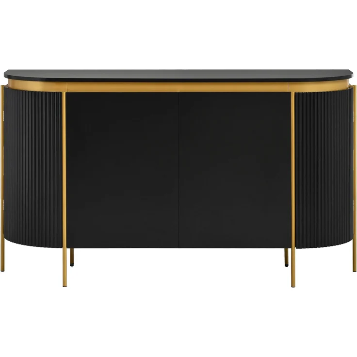ZUBALIYA Sideboard 140x38x80 cm, mit 4 Türen, aus MDF, Schwarz – Bild 23