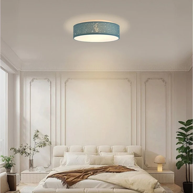 Zedelmaier Lampenschirm Deckenlampe Deckenleuchte mit Stoff-Lampenschirm, Wohnzimmerlampe Schlafzimmer Kinderzimmer Flur Lampe – Bild 3