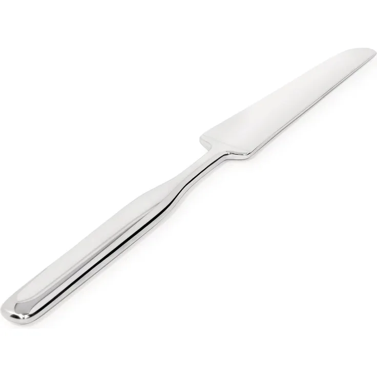 Alessi Collo-Alto, Tafelmesser aus Stahl AISI 420 glänzend poliert, Edelstahl, Silver, 23 x 2 x 5 cm, 6-Einheiten