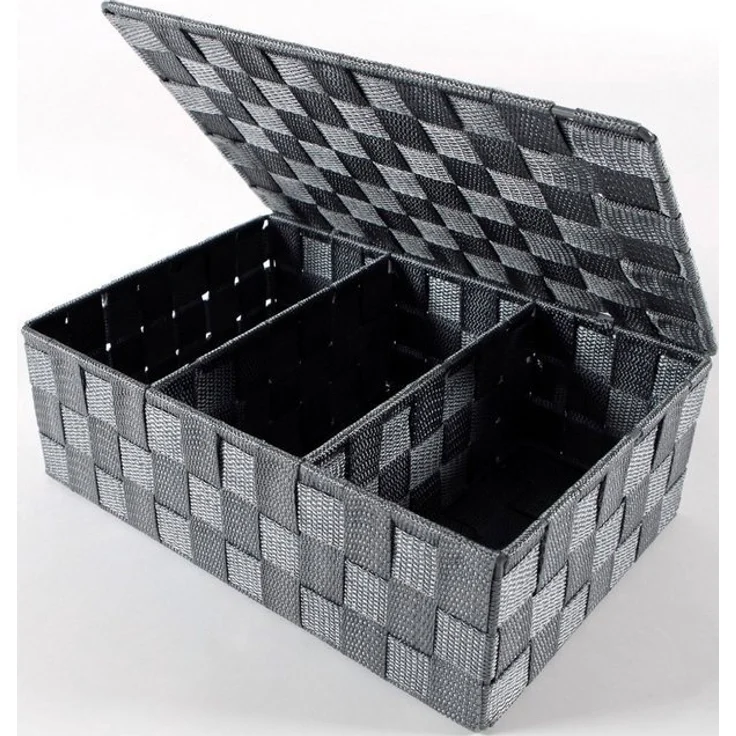 Kobolo Aufbewahrungskorb Regalkorb grau mit Deckel Nylon auf Metallrahmen – Bild 4