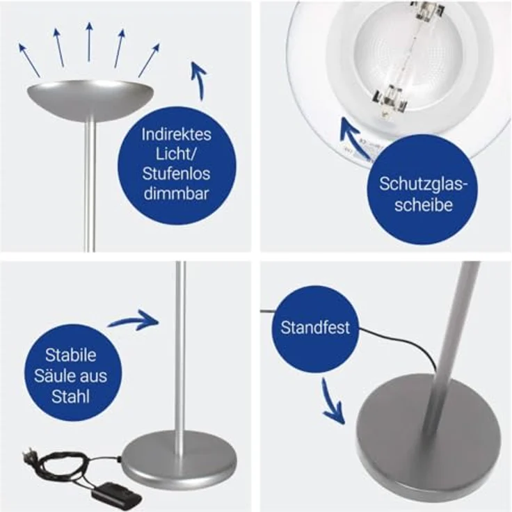 MAUL Halogen-Deckenfluter MAULsky, dimmbar, silber – Bild 5