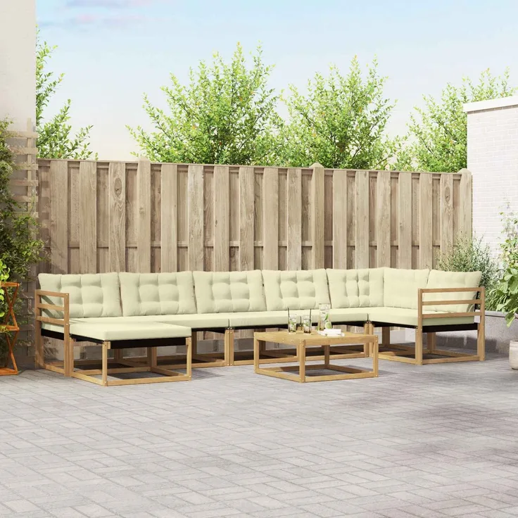vidaXL Outdoor-Sofagarnitur 8 stk. 7-Sitzer Weiß und Creme 3388912
