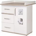 roba Wickelkommode 'Moritz' mit Wickelansatz - Wickeltisch mit 2 Bilderrahmen - Weiß / Luna Elm