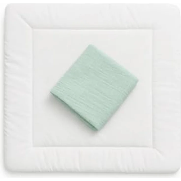 Wickelauflagenbezug 100% Baumwolle Musselin Bezug für Wickelauflage 85x75 und 75x75 cm – weicher Wickeauflagenüberzug, atmungsaktiv & waschbar MINT – Bild 5