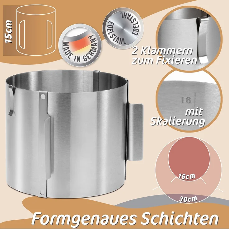 Aurelia Home Torten-Zubehör-Set mit Backring 15 cm – Schneider, Heber und Dekowerkzeug – Bild 3