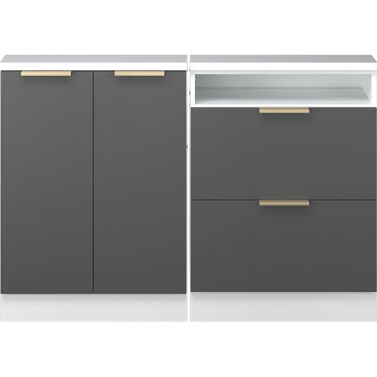 Küchenschrank für Dachschrägen R-Line Anthrazit-Gold/Weiß 120 cm 2er Set Vicco – Bild 3