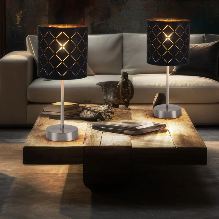 LED Tischlampe, Textil, schwarz, H 35 cm – Bild 10