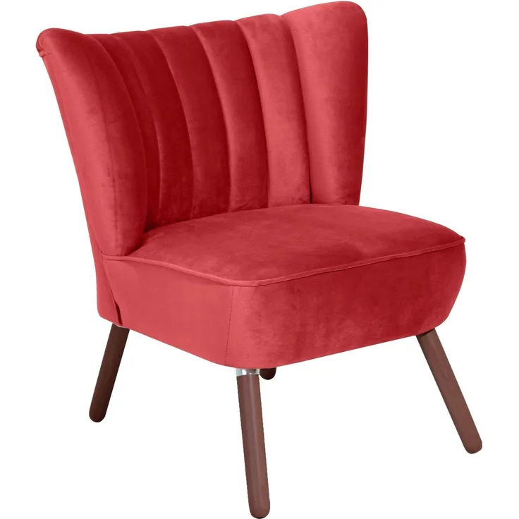 Sessel Kadisha Bezug Samtvelours Buche nussbaum dunkel / rot 21113