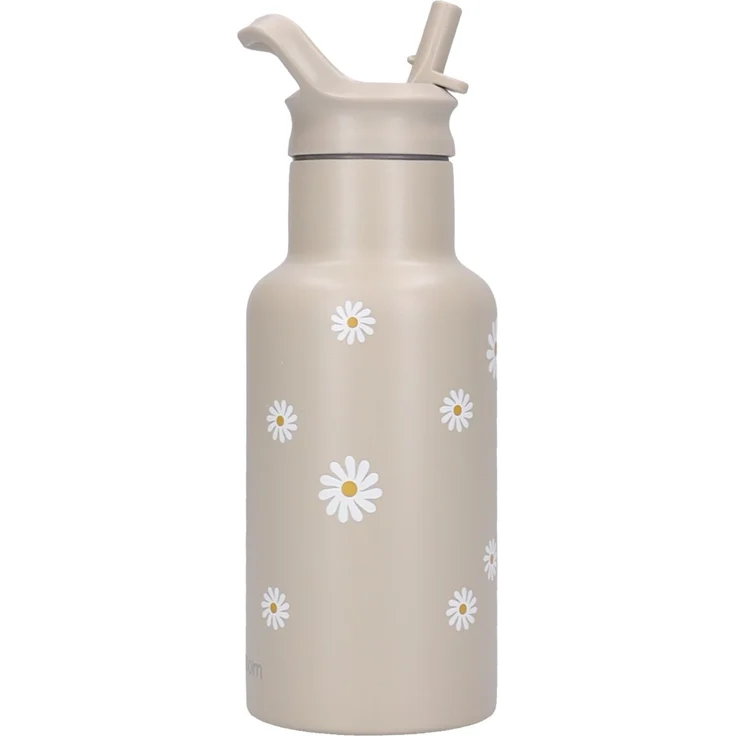 Kidzroom Nostalgia Trinkflasche Kinder 350 ml mit Strohhalm Blumen Motiv für Schule und Kita – Bild 3