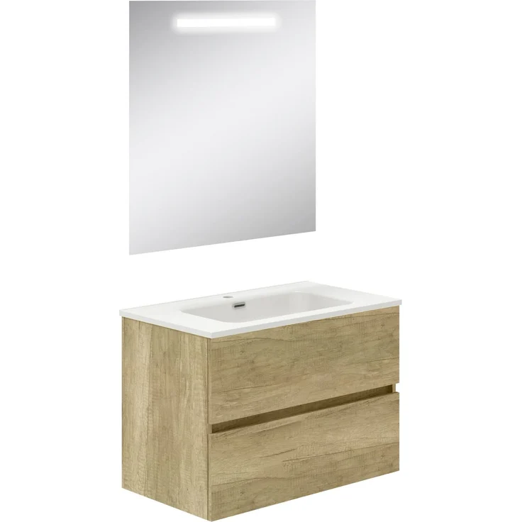 Baikal Onyx Badezimmer, 2 Schubladen, Wandmontage, mit Keramikwaschbecken, montiert, Melamin 16 – Bild 1
