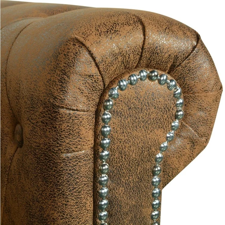 vidaXL Chesterfield-Sofa 3-Sitzer Kunstleder Braun 243620 – Bild 5