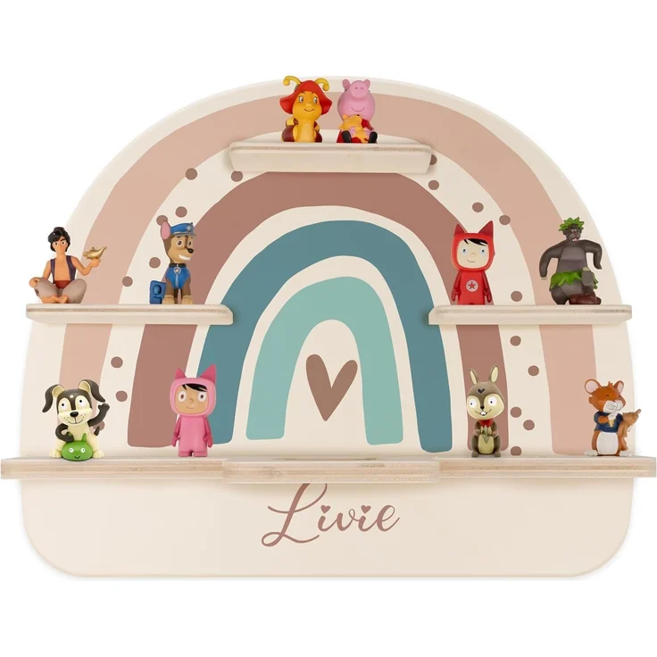 Kidsmood Toniebox Regal für Kinderzimmer, personalisiert mit Wunschnamen, Wandregal zur Aufbewahrung von Musikbox und Toniefiguren [50 x 40 x 17,5 cm]