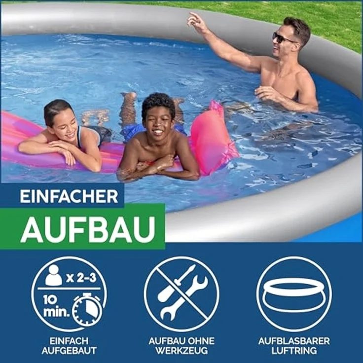 Bestway Fast Set Aufblasbarer Swimmingpool Rund 457x122 cm 93110 – Bild 6