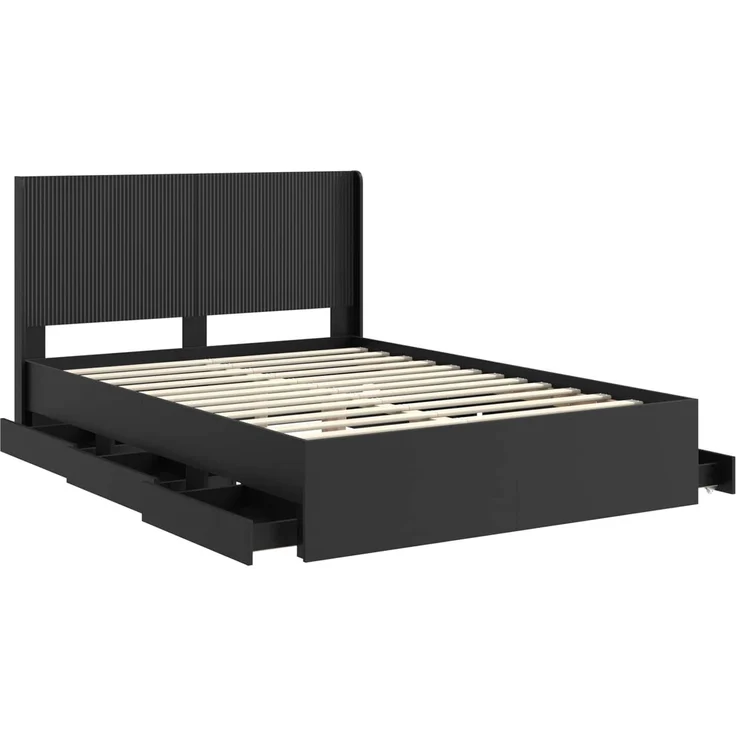 vidaXL Bettgestell mit Stauraum und Kopfteil Schwarz 150 x 200 cm 3413936 – Bild 5