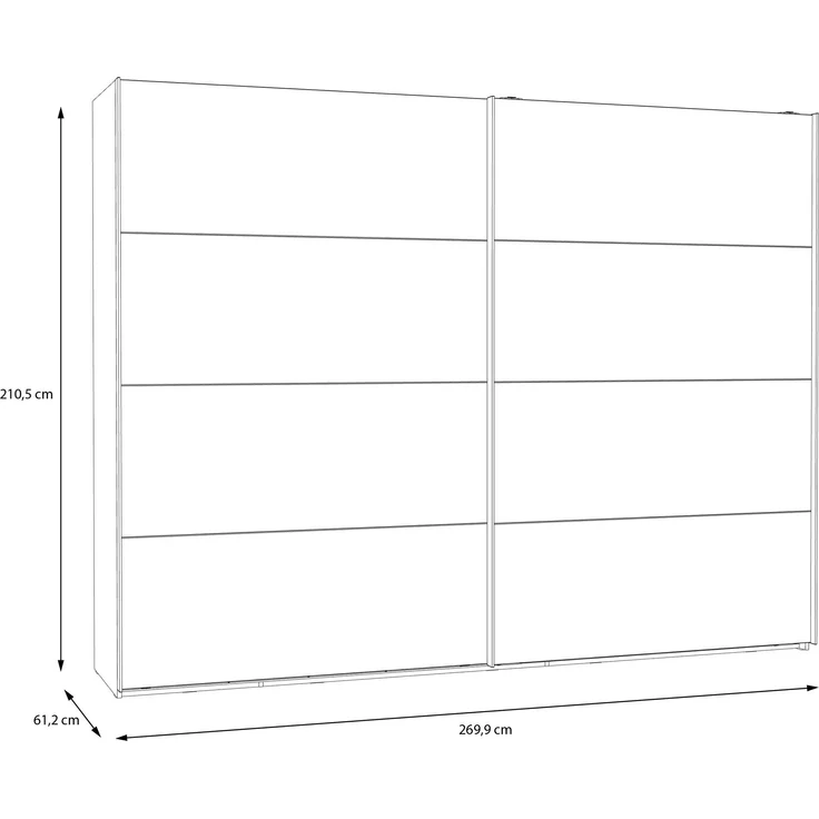Schiebetürenschrank >MAYACUS< 3 Stangen, 3 Böden, weiß, Eiche Dekor - 269,9x210,5x61,2cm (BxHxT) – Bild 6
