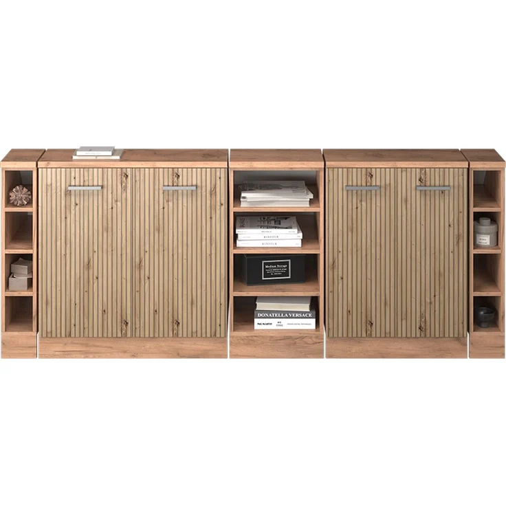 Küchenschrank für Dachschrägen R-Line Artisan-Eiche 210 cm 5er Set Schrankkorpuss 60 cm Tiefe Vicco – Bild 5