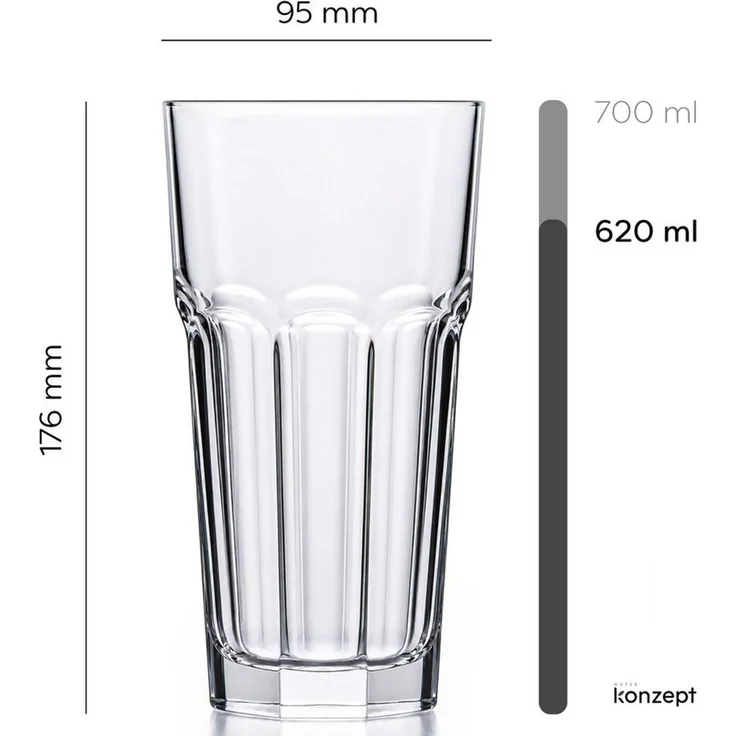 KONZEPT Gläser-Set 620 ml, spülmaschinenfest, aus transparentem Glas, 4-tlg, Kühlschranksicher, Rostbeständig, Rutschfest, Strapazierfähig – Bild 3