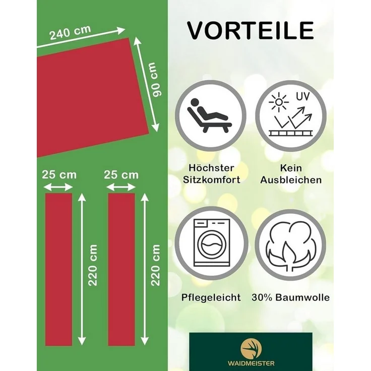 Waidmeister Bankauflage Bierbankauflagen 3er Set - Auflagen für Bierzeltgarnitur – Bild 4