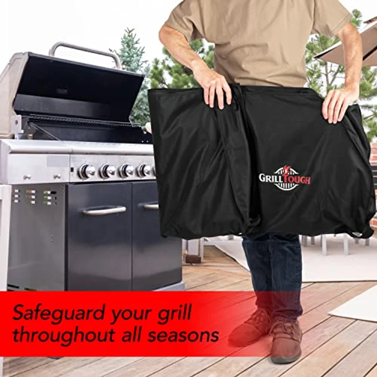 GrillTough Heavy Duty BBQ Grill Abdeckung für Outdoor Grill 52 Zoll - Wasserdicht, Wetterbeständig, UV & Fade Resistant mit Verstellbaren Gurten - Gasgrill Abdeckung für Weber, Genesis, Charbroil, – Bild 7