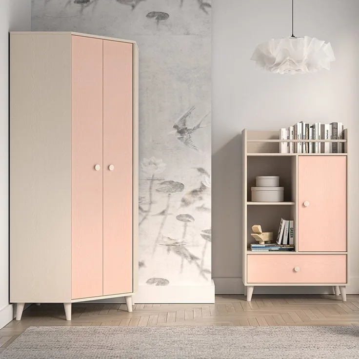 Lomadox Jugendzimmer-Set MODICA-131, (Sparset, 2-tlg, Kleiderschrank Regal), in sandbeige mit rosa, fühlbare Struktur