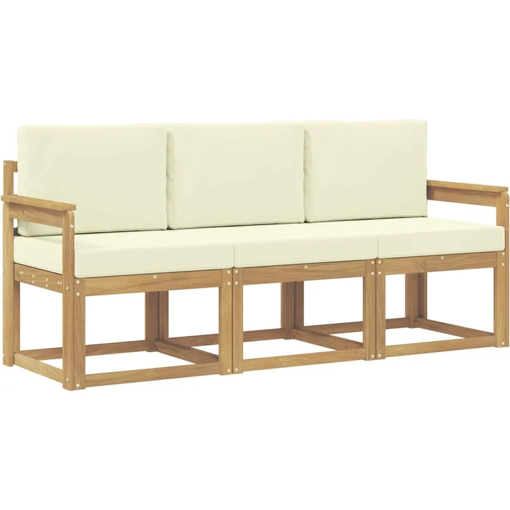 vidaXL Outdoor-Sofagarnitur 3 stk. Weiß und Creme 189,5 x 63 x 73 cm 3387164 – Bild 2