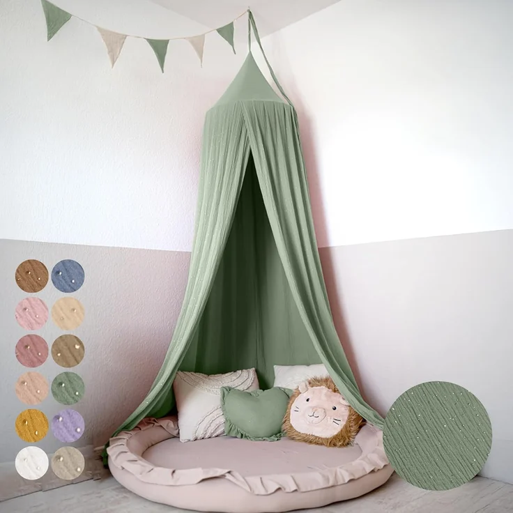 lilimaus Betthimmel Hochwertiger Baldachin Betthimmel Kinderzimmer, Gold Applikation, Stilvoller Baldachin für Baby- und Kinderzimmer – Bild 1