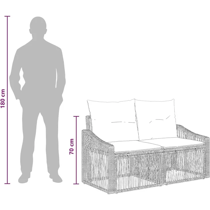 vidaXL Gartensofa-set 6 stk. 6-Sitzer Grau Poly-Rattan 3436103 – Bild 4