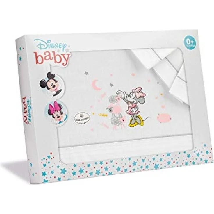 Interbaby MN007-18 3 Stück Bettwäschen Bett 70X140 Disney Minnie Mouse Weiss/Grau.