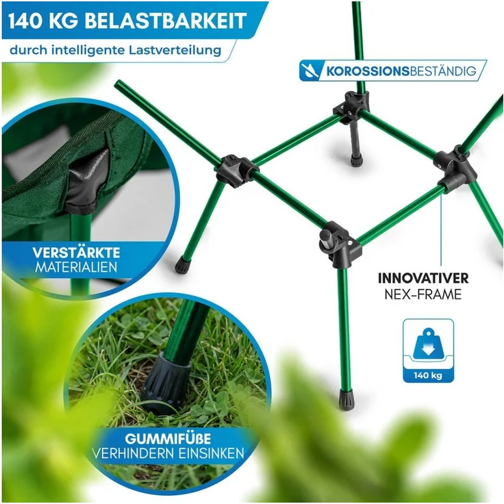 Nordmut Campingstuhl faltbar ultraleicht, klappbar leicht, Camping Outdoor, Angeln (Spar-Set, 1 St), kleines Packmaß, 140 kg belastbar, Aluminium, bequem, Trekking, Strand – Bild 4