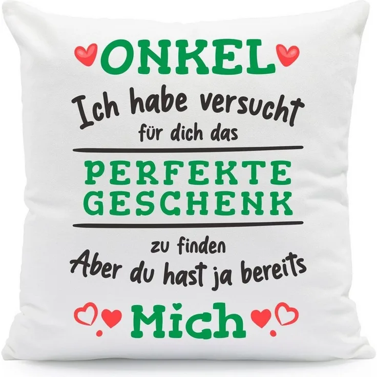 GRAVURZEILE Zierkissen mit Spruch - Das Perfekte Geschenk - Für Familie & Freunde -, starke Farben ohne verblassen - Onkel - ohne Füllung