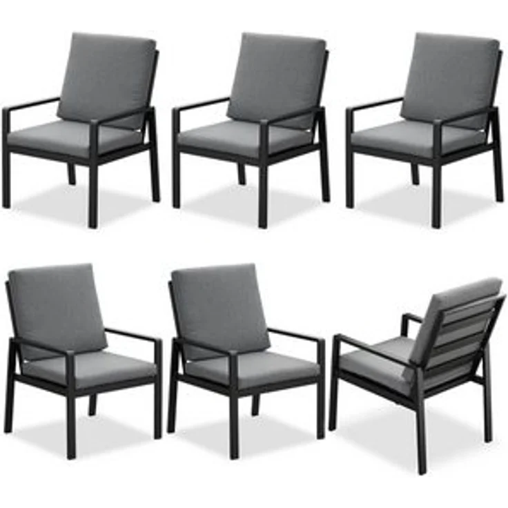 MeXo Gartenlounge-Set Alu Gartenmöbel-Sets Gartenstuhl, (6-tlg, 6 Esszimmerstühle, 60x 68x 85 cm, 12 Auflagen, bis zu 140 kg belastbar), wetterfest Gartengarnitur Set – Bild 6