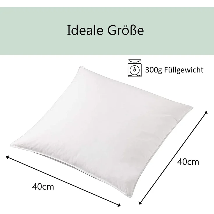 Welt der Träume Daunenkissen 2 Stück Daunenkissen Kopfkissen Kissen 40x40cm, 40x80cm, 80x80cm, Füllung: 60% Daunen/ 40% Federn, Rückenschläfer, Seitenschläfer, Bauchschläfer, Set, 100% Naturprodukt, Designed in Germany-Made in Europe – Bild 2