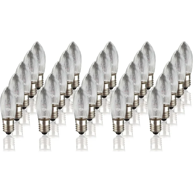 hellum Ersatz-Kerzen für Schwibbogen, 25 Stück 34V 3W Riffelkerze für Weihnachtsbaum Kerzen Lichterketten innen mit 7 Brennstellen, Birnen für Lichterbogen E10/ 34V/ 3W/ 22 Lumen 919110 – Bild 1