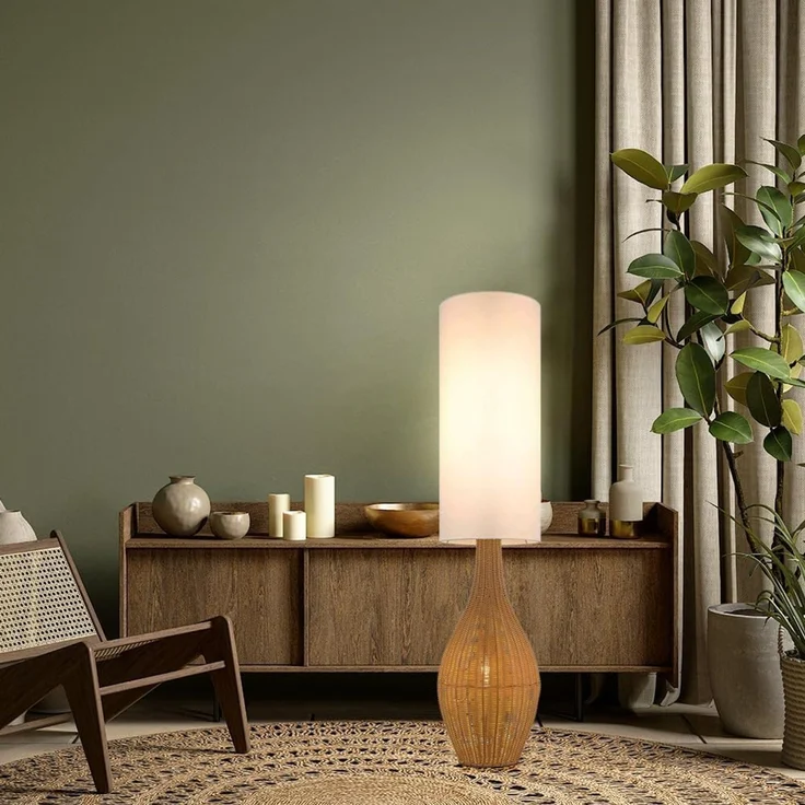 NOWA Stehlampe ANKO, ohne Leuchtmittel, Stehleuchte, Rattan-Optik, Wohnzimmer, Schlafzimmer, Flur – Bild 2