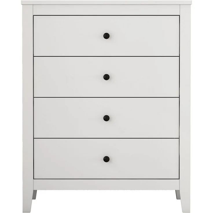 OTTO home Schubkastenkommode Borkum Sideboard mit 4 Schubladen Bestseller Landhaus weiß (hochwertige schwarze Griffe aus Metall), Kommode Schrank Wäscheschrank mit 4 Schubladen