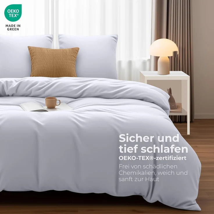 Utopia Bedding Bettwäsche 220x240 Set - Mikrofaser Bettbezug 240x220 cm + 2 Kissenbezüge 65x65 cm - Bedruckt weiß – Bild 2