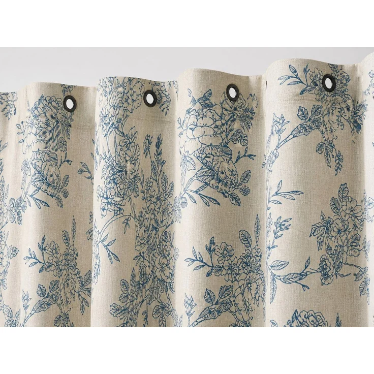 Wasserdichter Duschvorhang mit Blumenprint für Badezimmer Blau-Beige, 90x180 cm – Bild 3