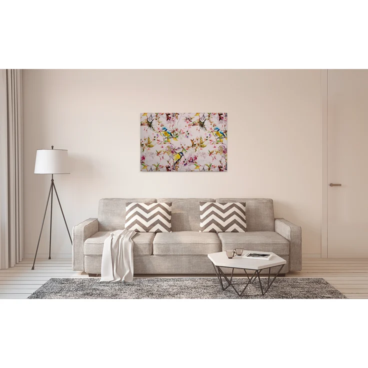 Leinwandbild Vögel Rosa Gelb Grün 90x60 DD120351 Keilrahmen Wandbild Leinwand – Bild 6