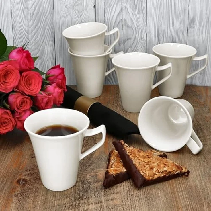 MamboCat Becher 6x Ivory Kaffeebecher 220ml Porzellan-Tassen 6 Personen Tee Kakao, Porzellan – Bild 3