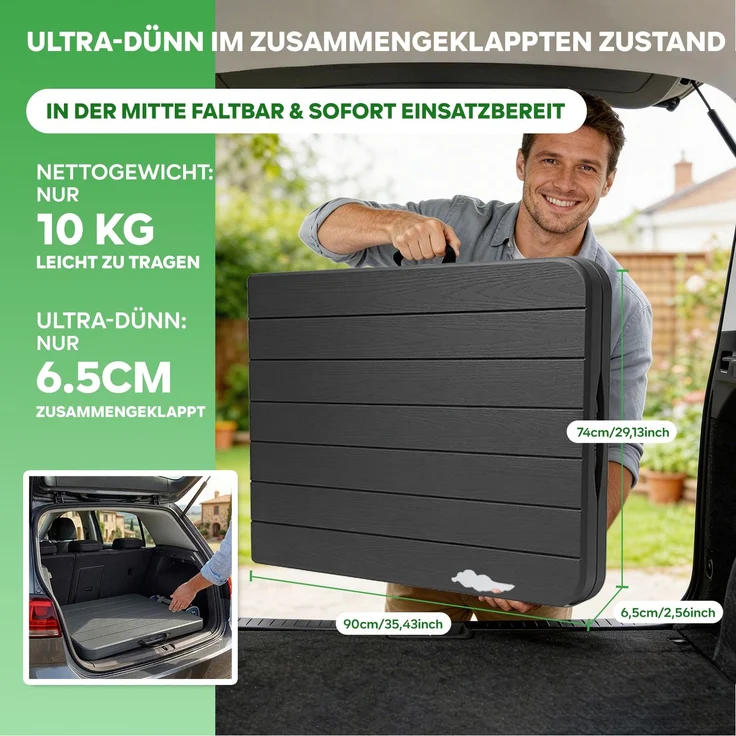 Eiryss Klappbarer Gartentisch 180x74cm, Outdoor Campingtisch für 8 Personen, schwarz mit Holzoptik-Kunststoffplatte, Metallrahmen, belastbar 150kg, 3 Sicherheitsverschlüsse, Buffetstisch für Garten, Balkon – Bild 6