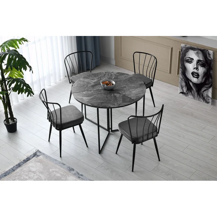 Skye Decor 'Yıldız - 942 V4' Stuhlset (4-teilig), Schwarz, 43 x 82 x 42 cm – Bild 6