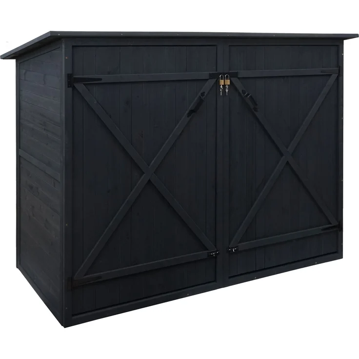 1er-Fahrradgarage HWC-H60, Fahrradbox Geräteschuppen Gerätehaus, FSC® abschließbar 152x184x98cm ~ anthrazit – Bild 8