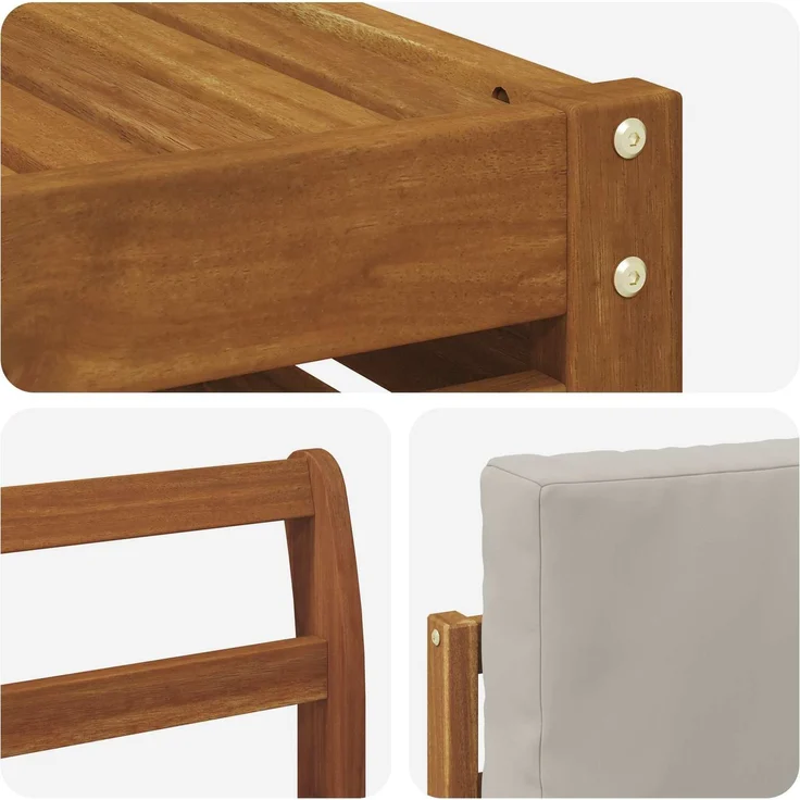 vidaXL Outdoor-Sofagarnitur 7 stk. 5-Sitzer Natur und Hellgrau 3375131 – Bild 8